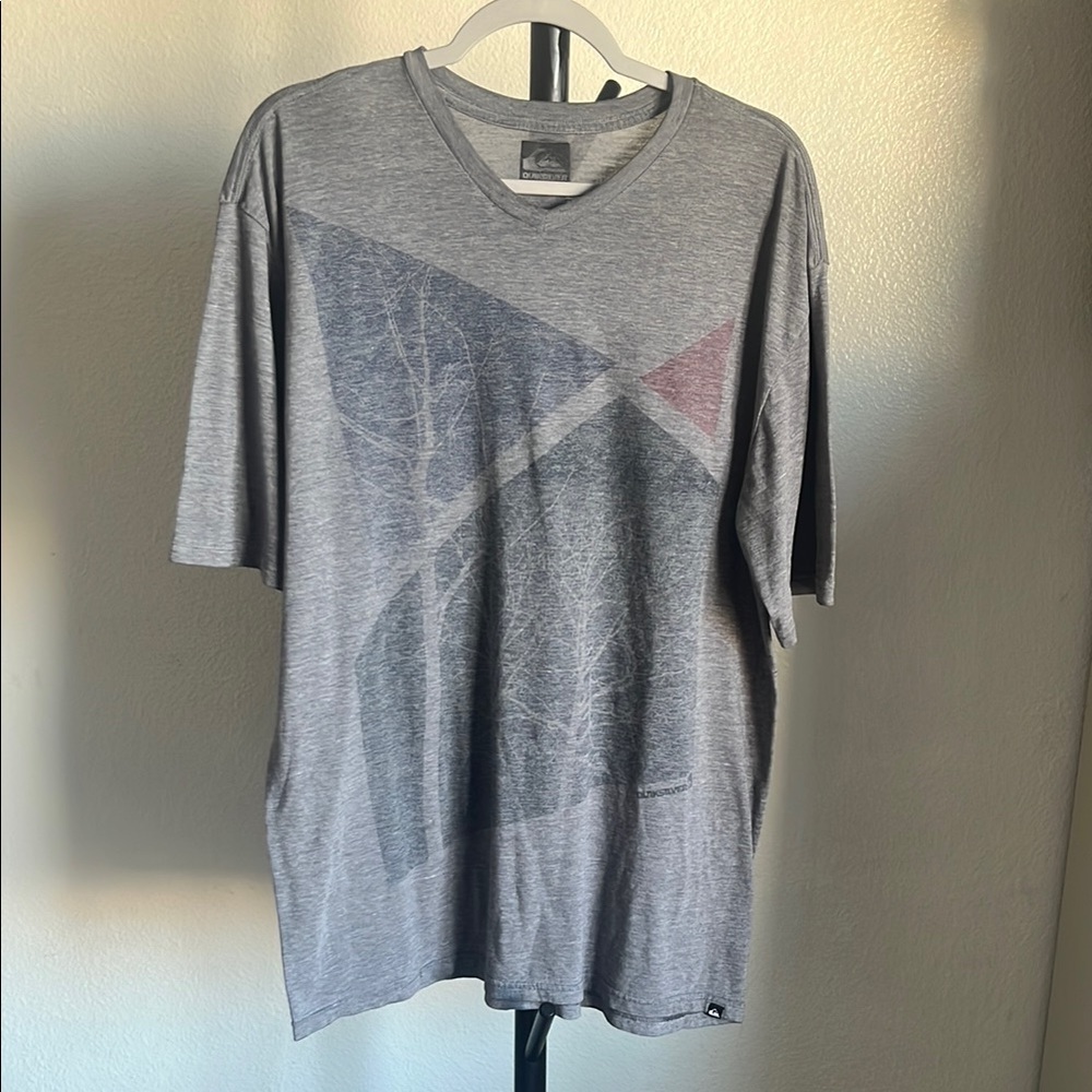Quiksilver Gray Geometric Tee Cotton Blend